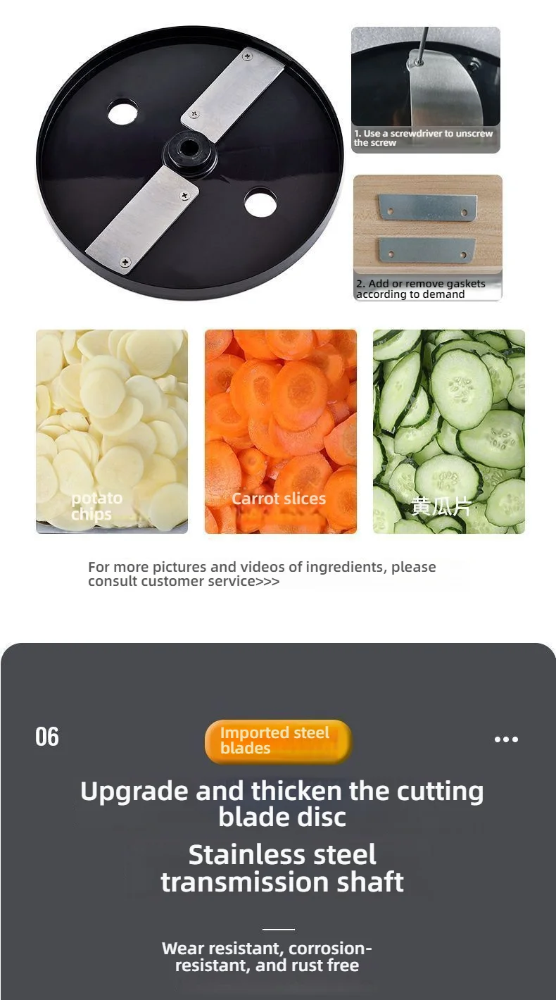 HomeWare M1 Multifunctional Vegetable Cutter Fruit Cutting Maker Cube Shredding Slicing large-caliber inlet Food processor