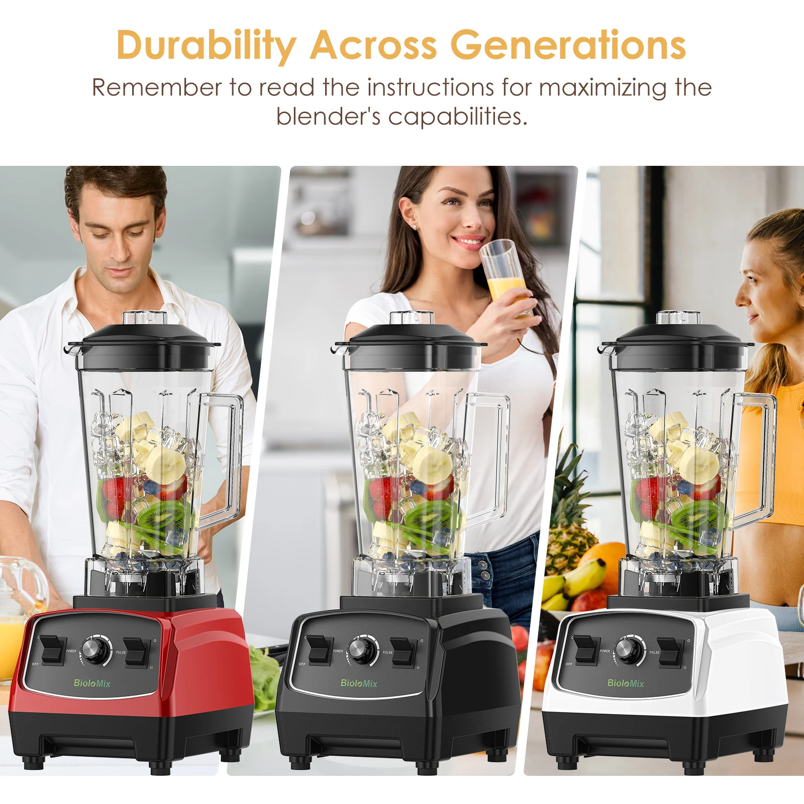BPA Free 3HP 2200W Heavy Duty Commercial Grade Blender Mixer Juicer High Power Food Processor Ice Smoothie Bar Fruit Blender
