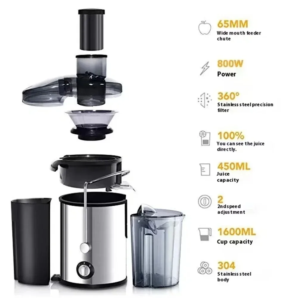 Strong Power Fruit Juicer 800W Centrifugal Juicer Easy To Clean Juice Extractor for Fruits Vegetables Portable Juicer Machine
