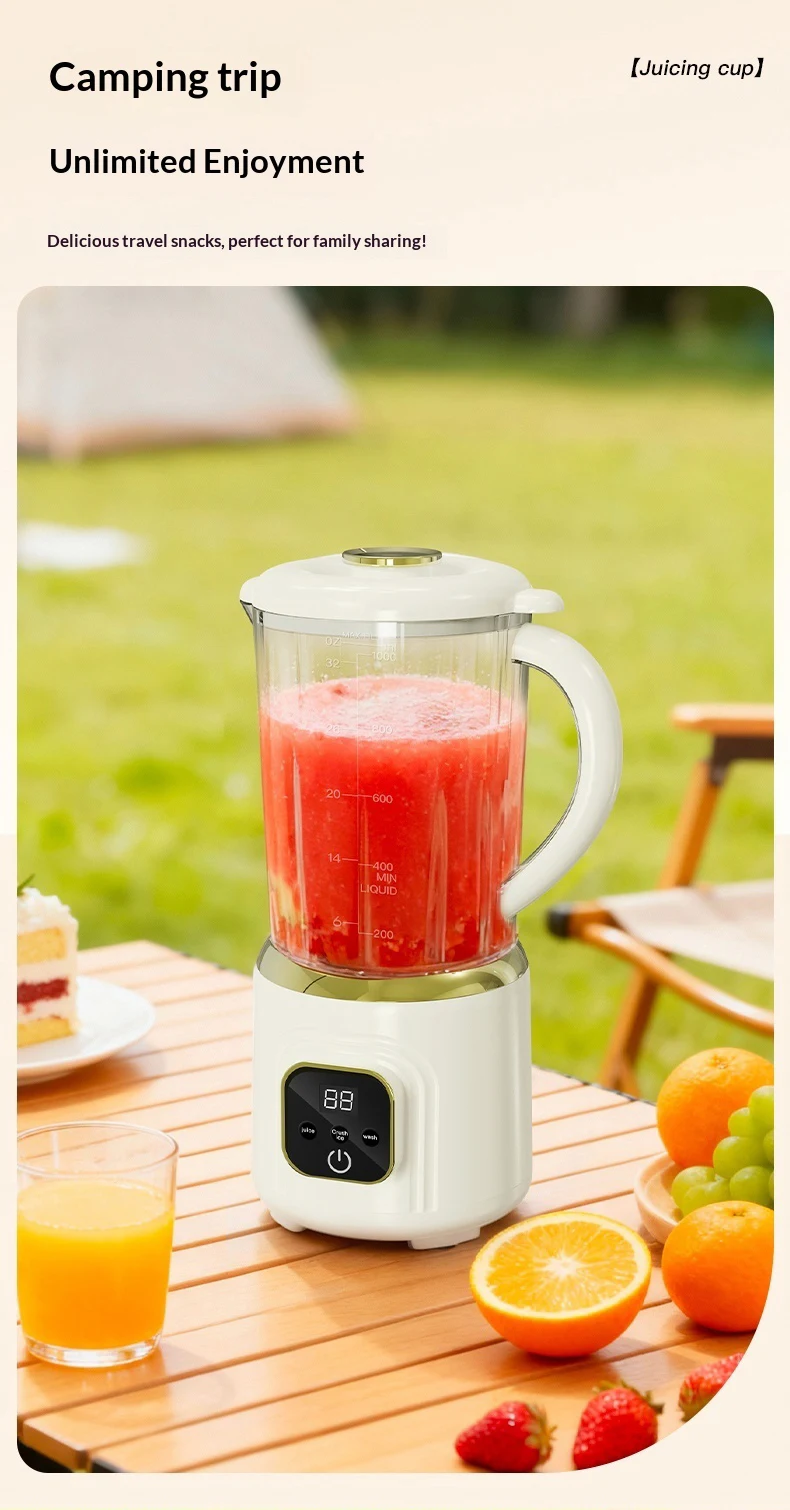 1000 ML Household Juicer Blender Dual-blade digital display juicer USB Rechargeable Ice Crusher Electric Fruit Juice Machine