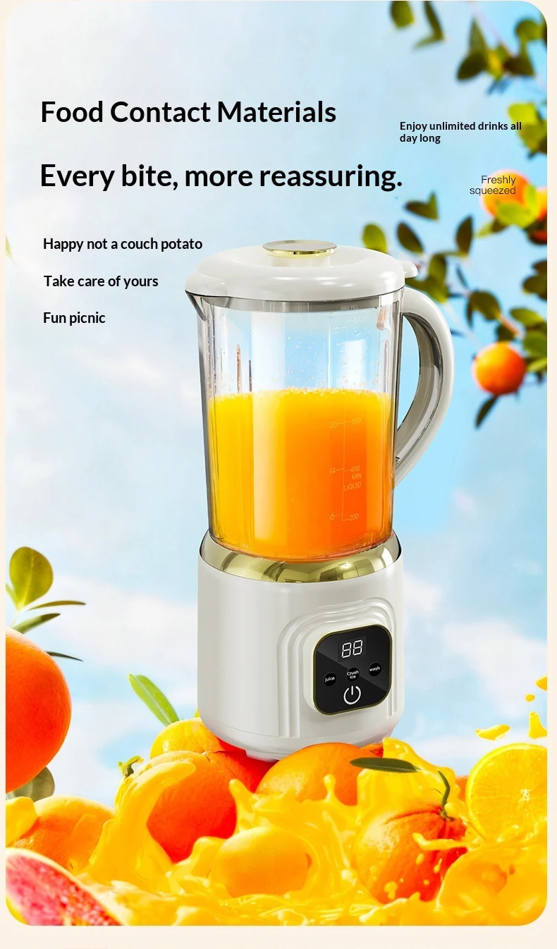 1000 ML Household Juicer Blender Dual-blade digital display juicer USB Rechargeable Ice Crusher Electric Fruit Juice Machine