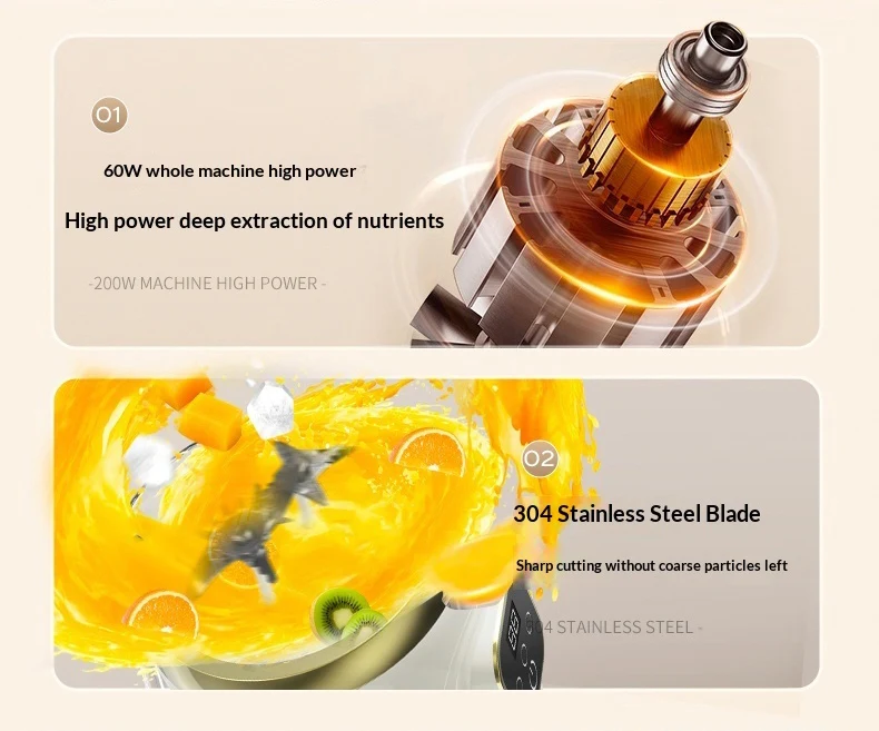 1000 ML Household Juicer Blender Dual-blade digital display juicer USB Rechargeable Ice Crusher Electric Fruit Juice Machine
