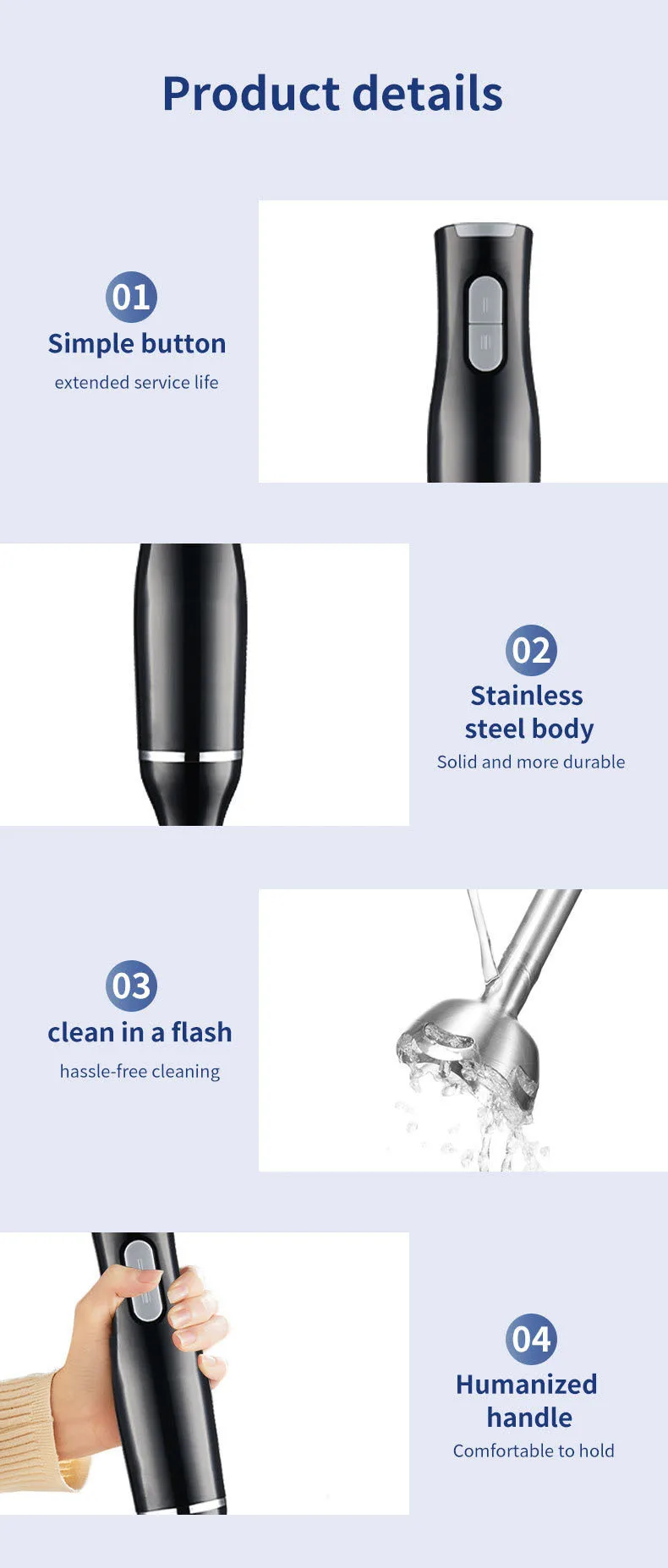 400W Handheld Electric Food Blender 2 Speed Fruit Vegetable Food Mixer Egg Beater Stainless Steel Grinder Home Appliances EU 400W Handheld Electric Food Blender 2 Speed Fruit Vegetable Food Mixer Egg Beater Stainless Steel Grinder Home Appliances EU