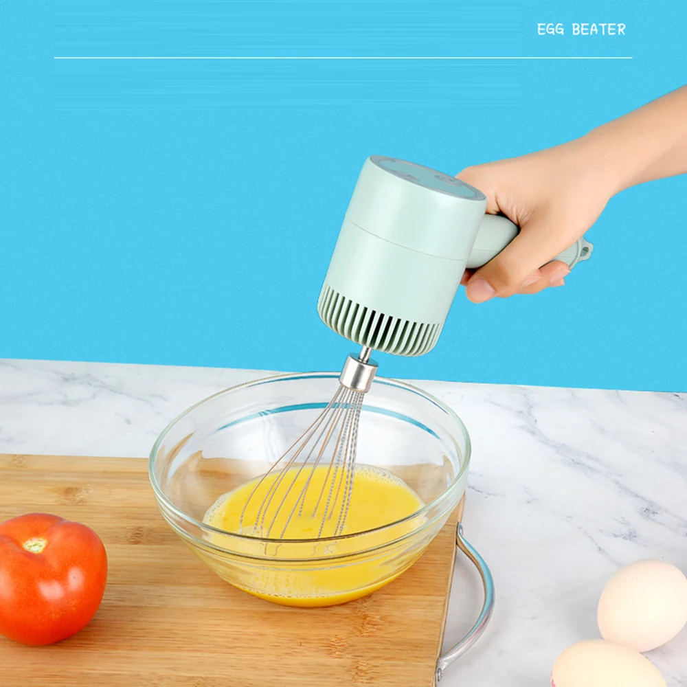Wireless Electric Food Mixer USB Hand Blender Portable 3 Speeds Dough Garlic Crusher Cream Egg Beater Baking Masher Kitchen Tool