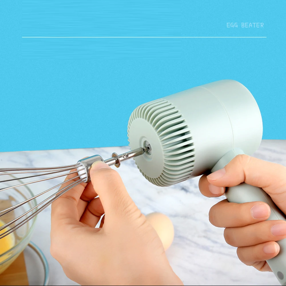 Wireless Electric Food Mixer USB Hand Blender Portable 3 Speeds Dough Garlic Crusher Cream Egg Beater Baking Masher Kitchen Tool