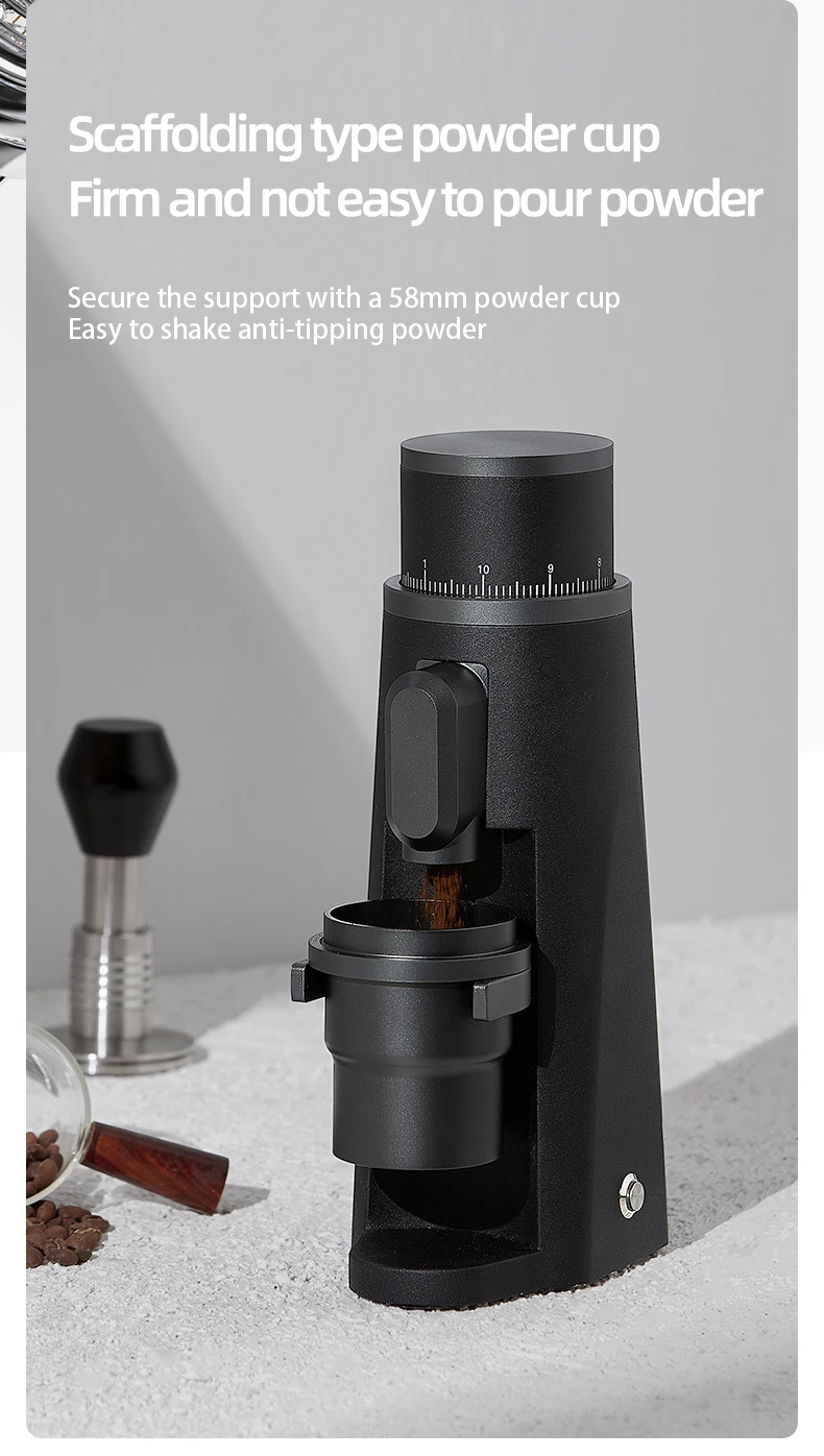 STARSEEKER EDGE Titanium Burr Coffee Grinder 48MM Espresso Burrs Stepless Fineness Adjustment Electric Coffee Grinders Black