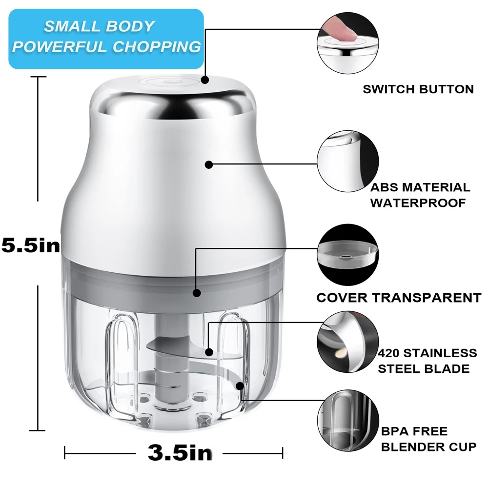 Electric Garlic Chopper Meat Grinder Mini Vegetable Chopper Garlic Crusher Blenders For Kitchen Grinders Food Processor Mixer Electric Garlic Chopper Meat Grinder Mini Vegetable Chopper Garlic Crusher Blenders For Kitchen Grinders Food Processor Mixer