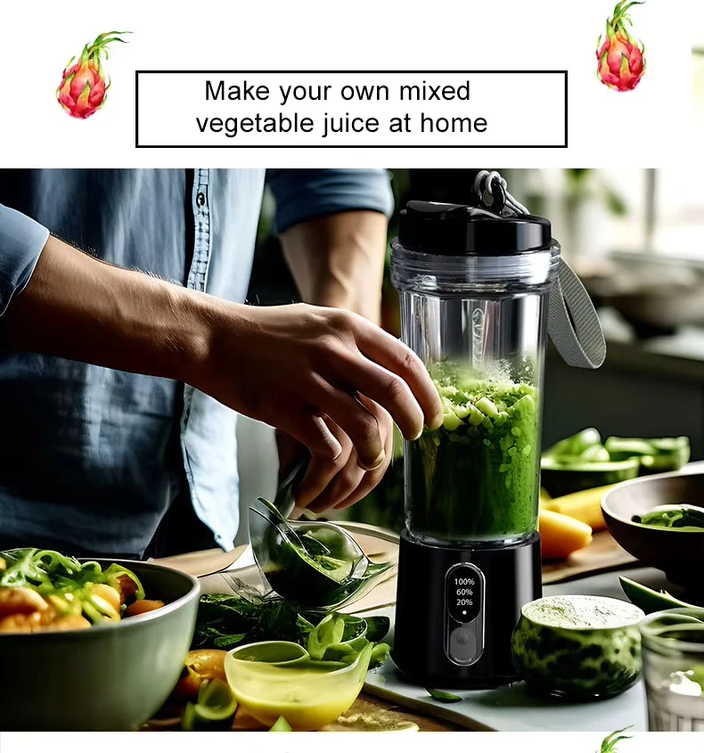 New 300W Powerful Electric Juicer 4000mAh Dual-use Juice Cup Home Outdoor Fresh Fruit Smoothies Blender BPA-Free Portable Cup