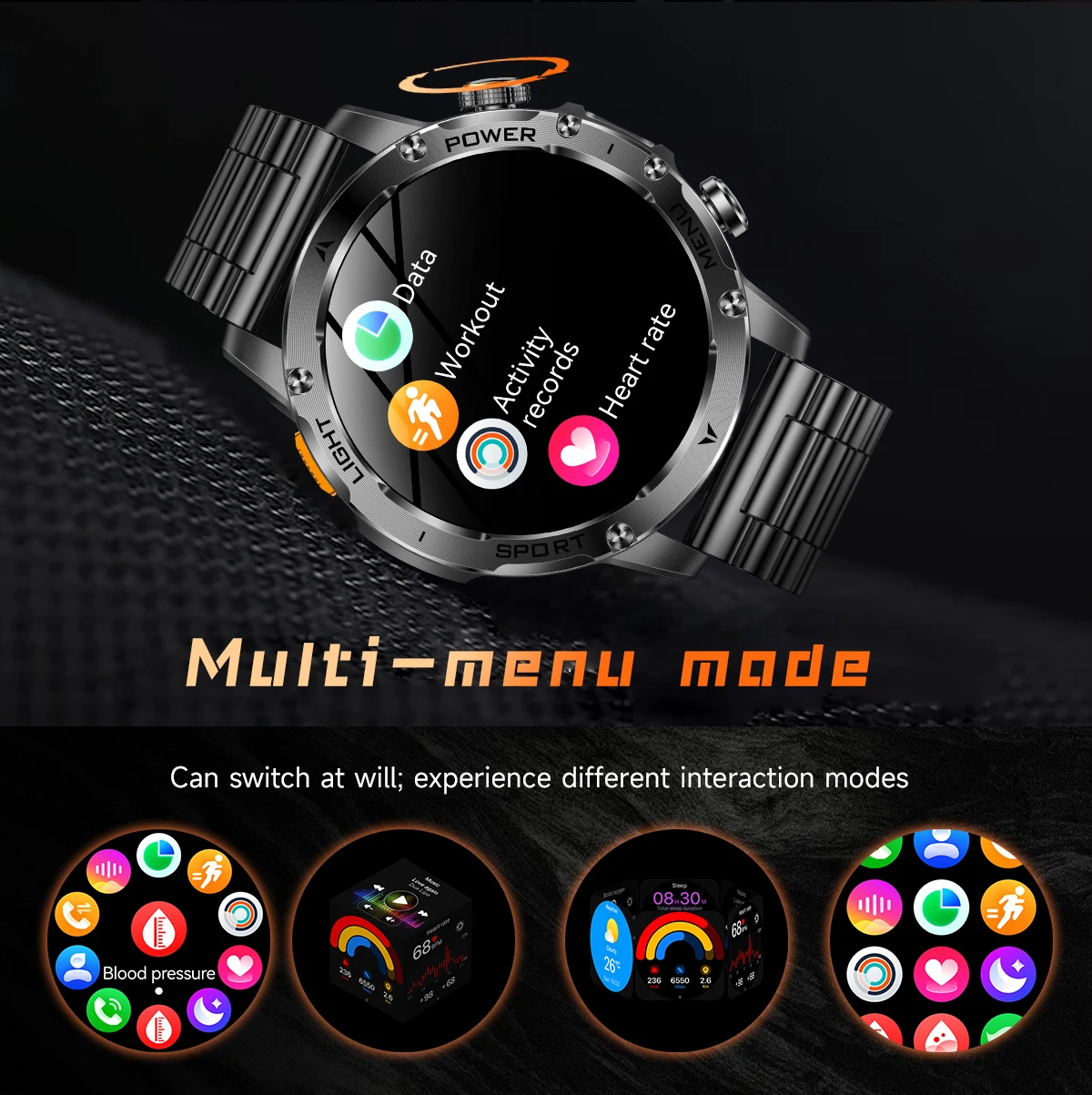 2026 New GPS Outdoor Sports Smart Watch Men AMOLED Screen LED Flashlight Heart rate Waterproof Bluetooth Call 1000mAh SmartWatch