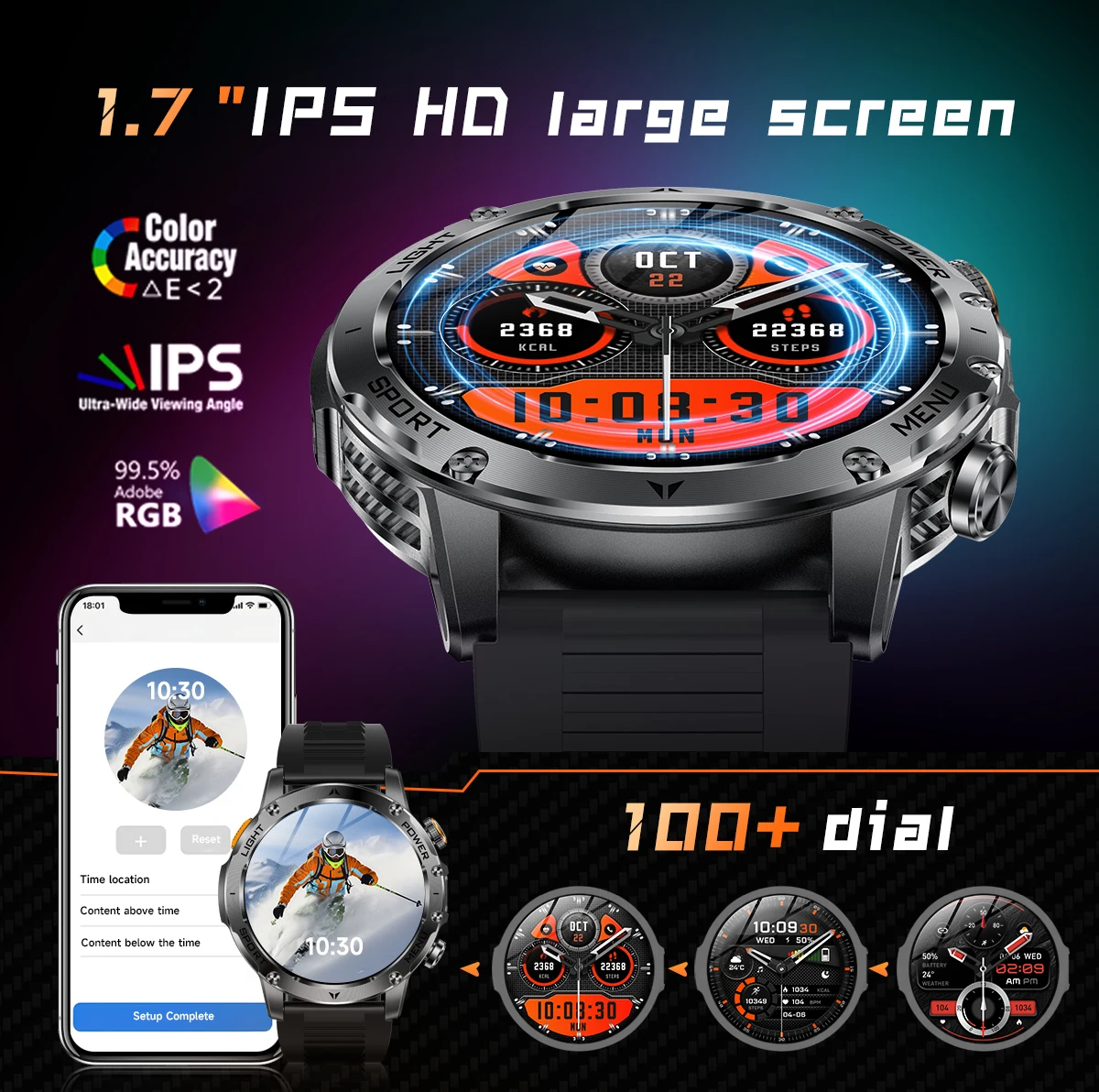 2026 New GPS Outdoor Sports Smart Watch Men AMOLED Screen LED Flashlight Heart rate Waterproof Bluetooth Call 1000mAh SmartWatch