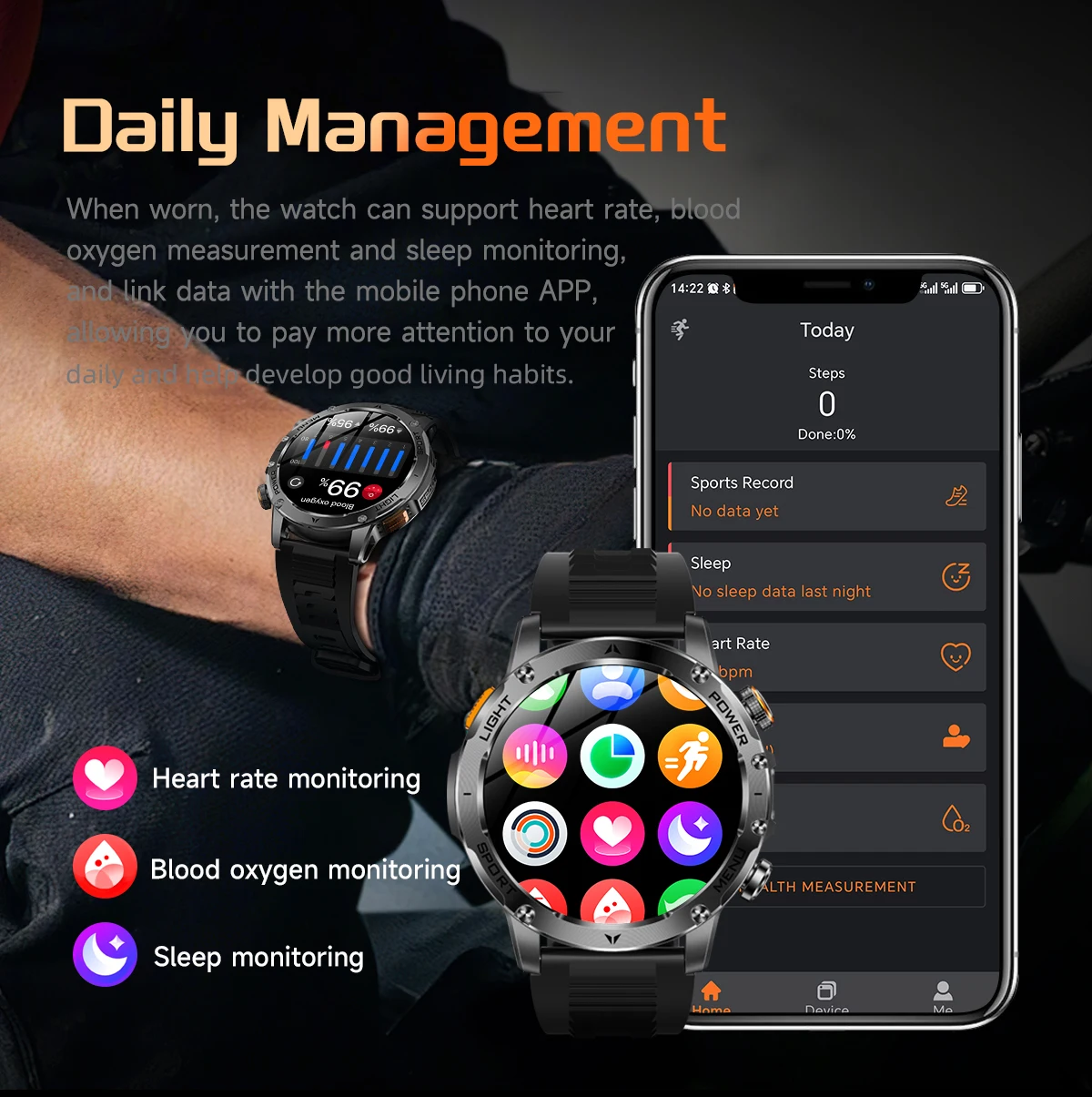 2026 New GPS Outdoor Sports Smart Watch Men AMOLED Screen LED Flashlight Heart rate Waterproof Bluetooth Call 1000mAh SmartWatch