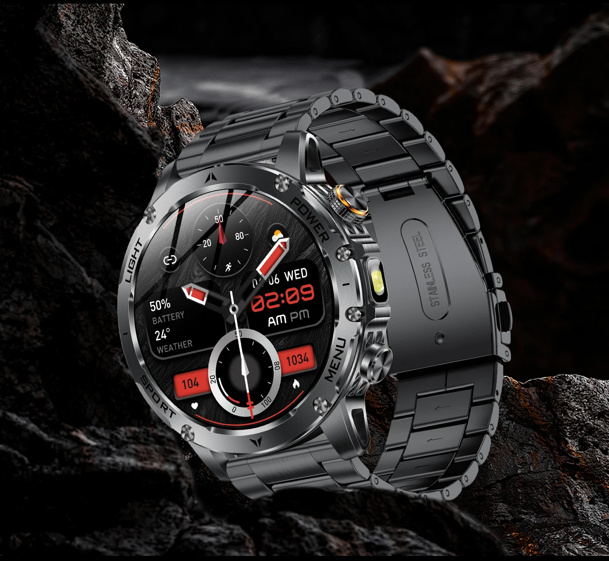 2026 New GPS Outdoor Sports Smart Watch Men AMOLED Screen LED Flashlight Heart rate Waterproof Bluetooth Call 1000mAh SmartWatch