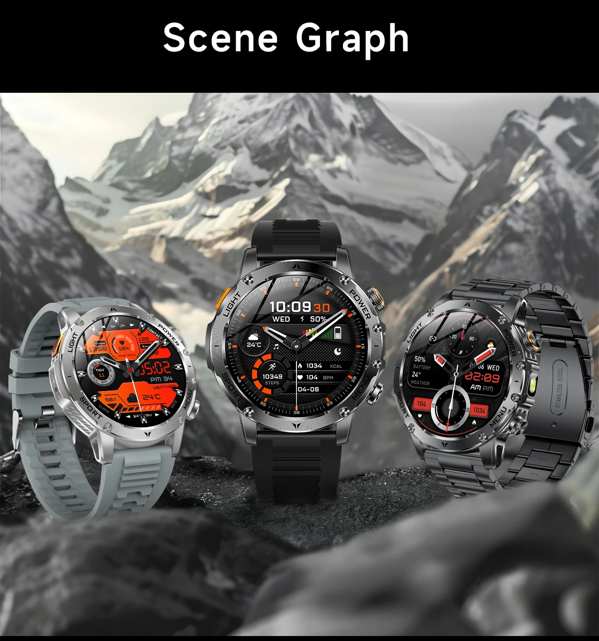 2026 New GPS Outdoor Sports Smart Watch Men AMOLED Screen LED Flashlight Heart rate Waterproof Bluetooth Call 1000mAh SmartWatch