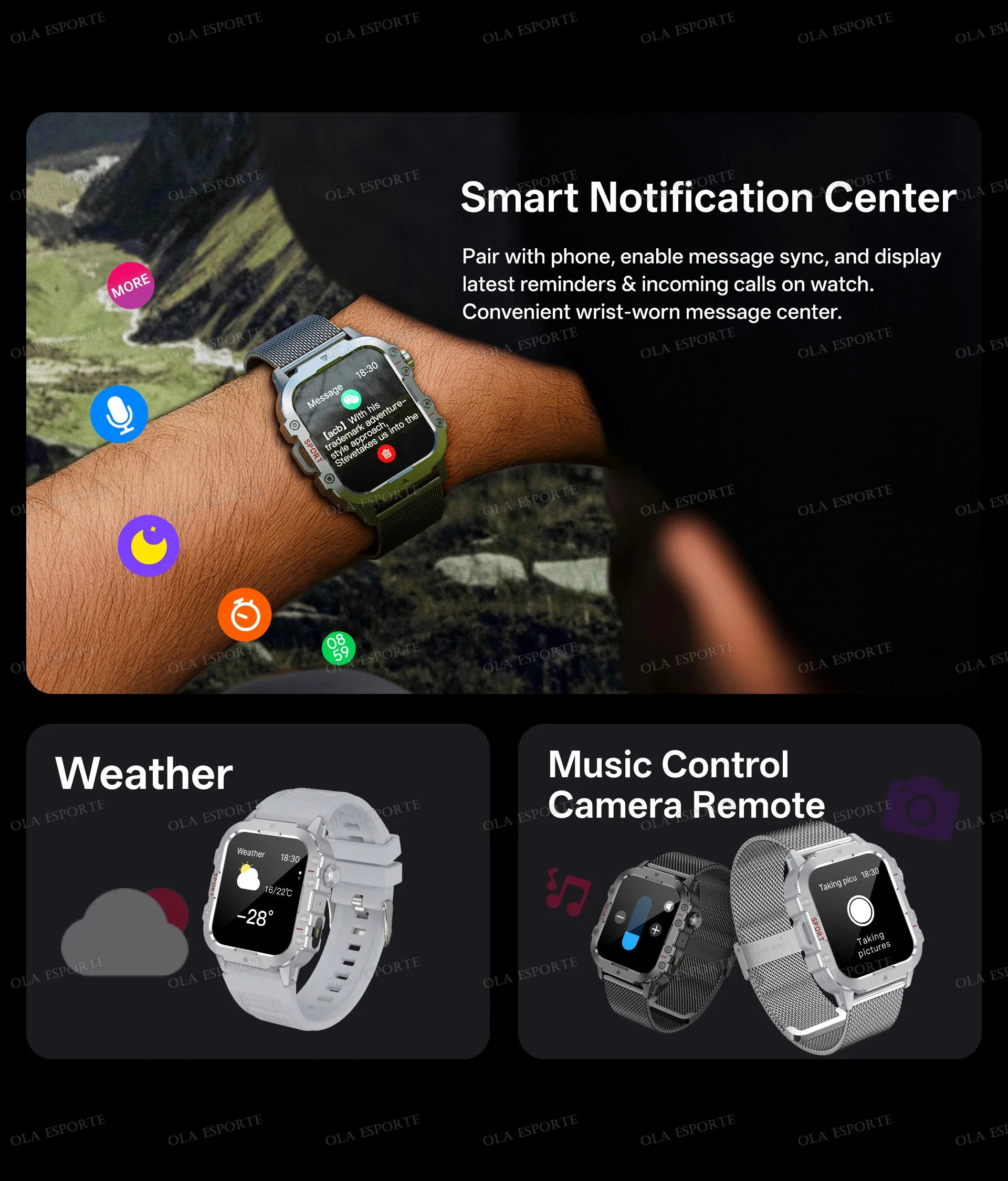 2026 New Men Smart Watch Bluetooth Call Sleep Heart Rate Health Monitor Outdoor LED Flashlight Waterproof Sports Watche PK MA27