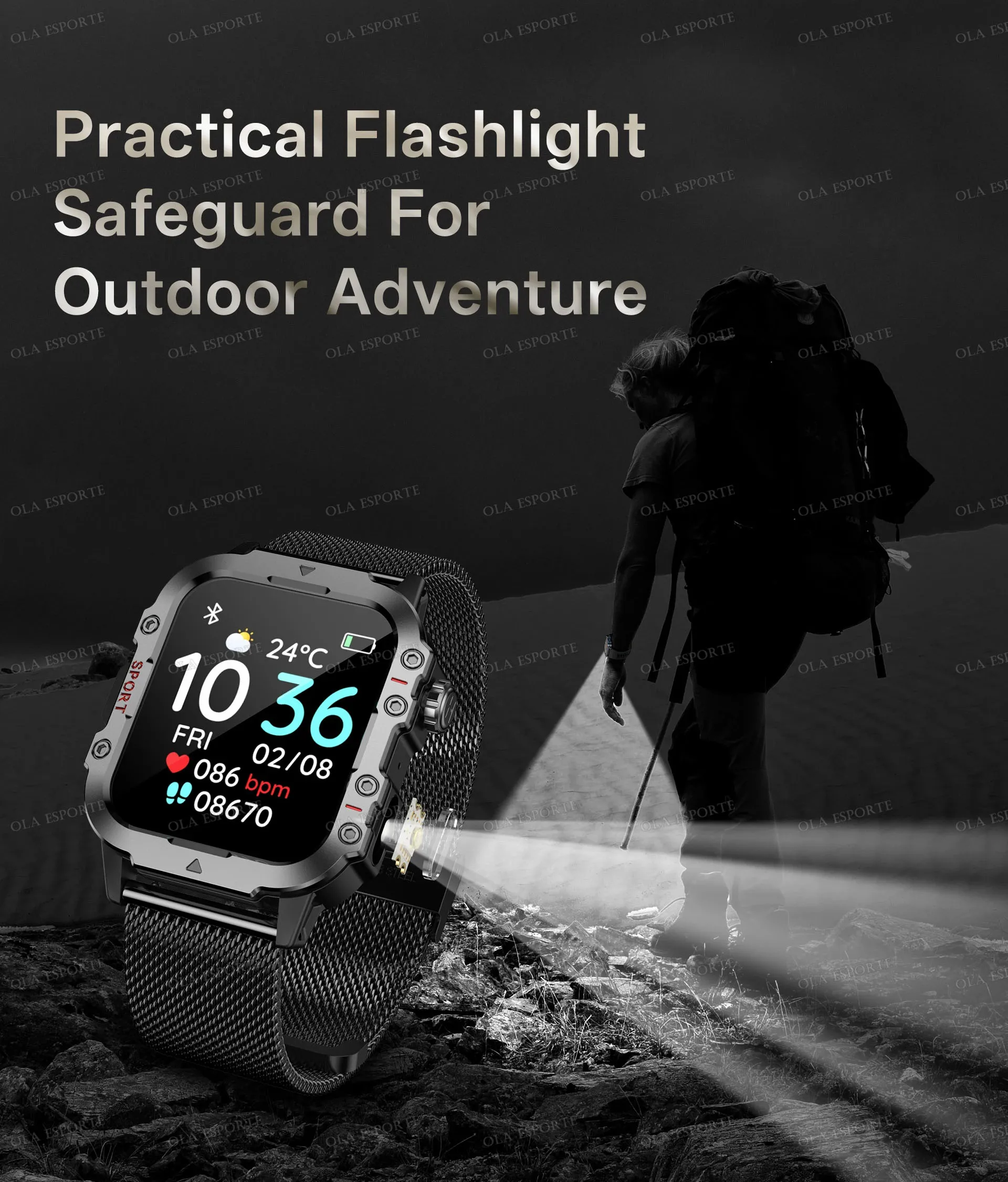 2026 New Men Smart Watch Bluetooth Call Sleep Heart Rate Health Monitor Outdoor LED Flashlight Waterproof Sports Watche PK MA27