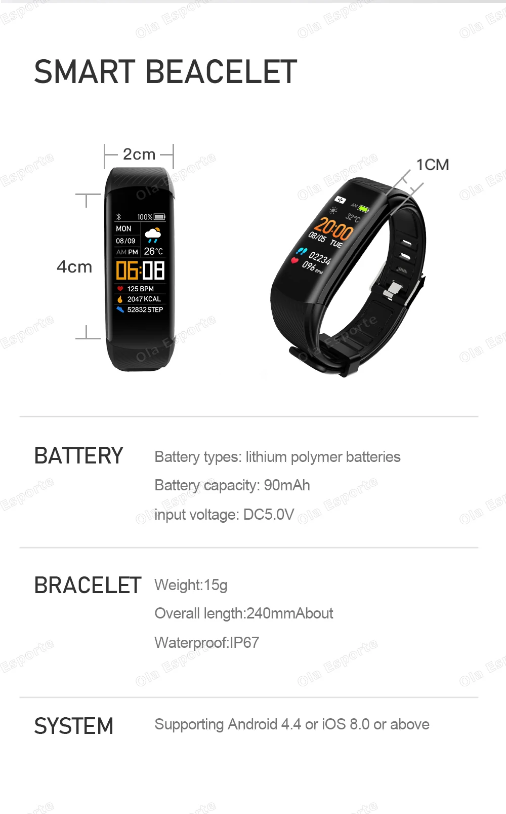 Smart Fitness Tracker Watch Heart Rate Monitor Sleep Steps Waterproof Health Exercise Bracelet For Men Women Smartwatch New HT30