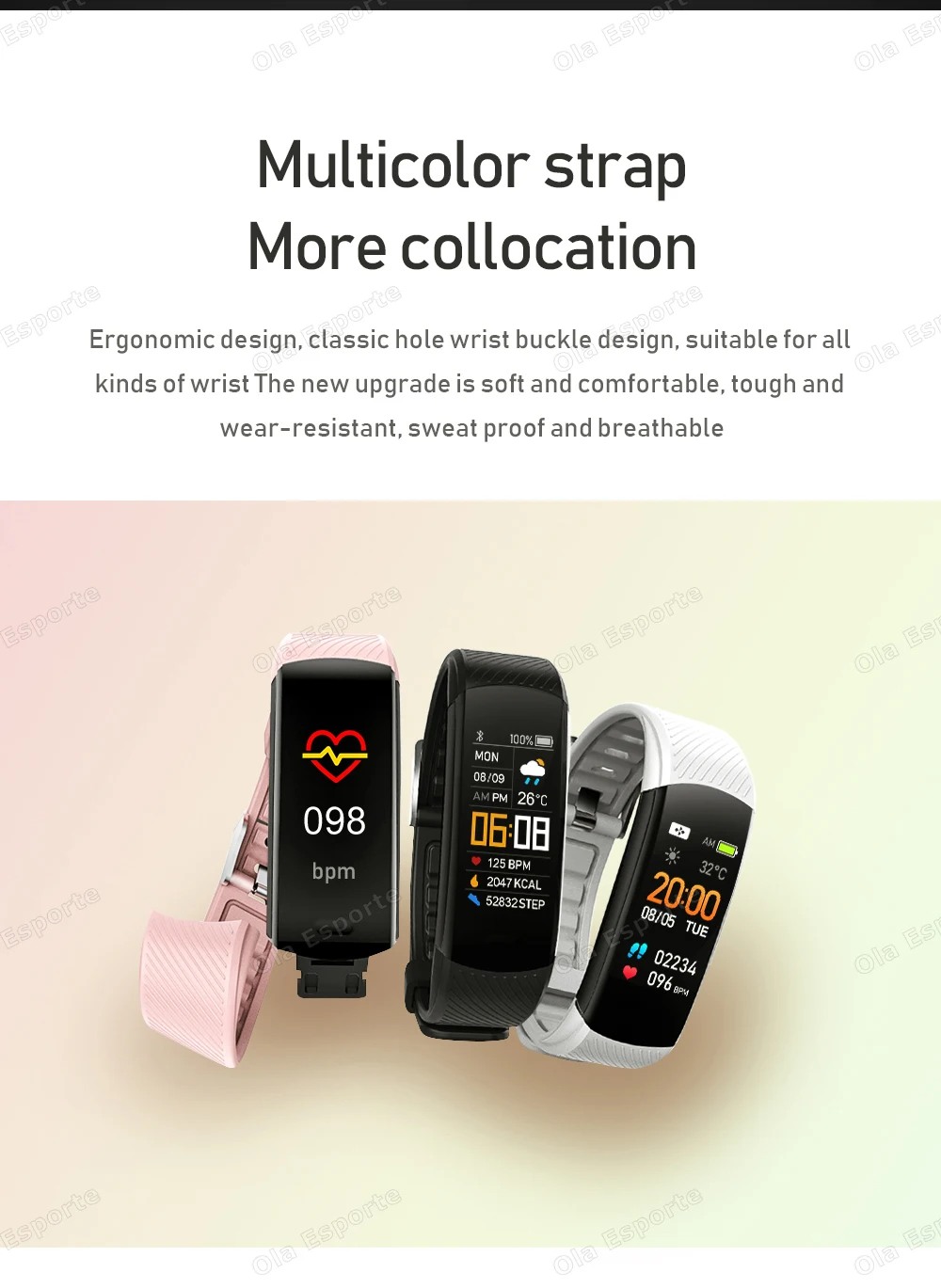 Smart Fitness Tracker Watch Heart Rate Monitor Sleep Steps Waterproof Health Exercise Bracelet For Men Women Smartwatch New HT30