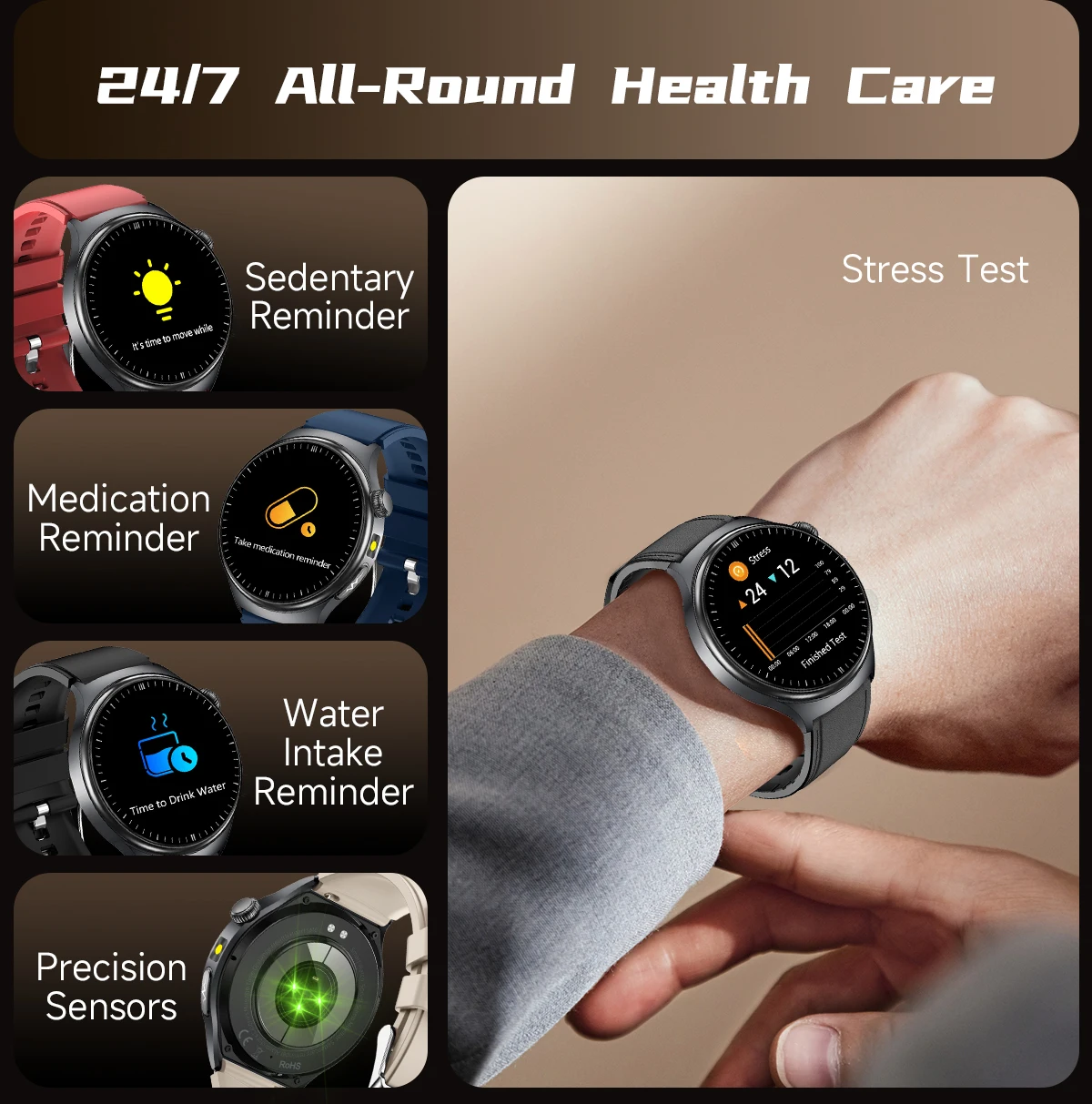 2026 New Diagnosis ECG Smart Watch Sport AI Accurate Uric Acid Blood Pressure Body Fat Five Organ Fitness Waterproof Smartwatch
