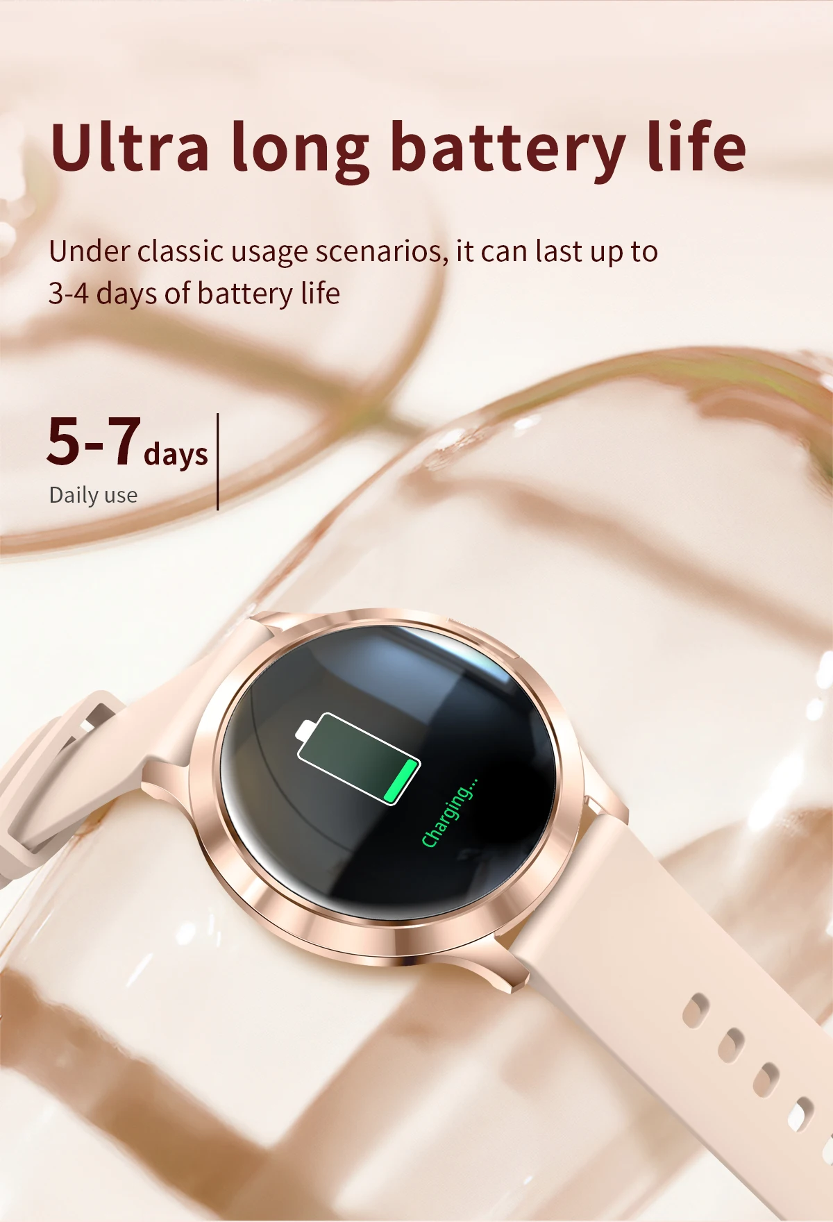 2026New Ladies' Smart Watch AMOLED Display Custom Dial Sport Fitness Health Tracke Waterproof Bracelet Music Digital Clock Women