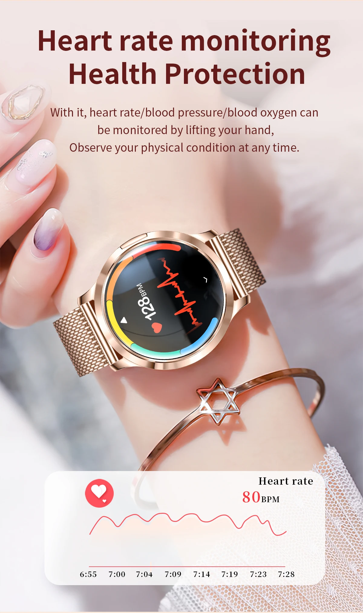 2026New Ladies' Smart Watch AMOLED Display Custom Dial Sport Fitness Health Tracke Waterproof Bracelet Music Digital Clock Women