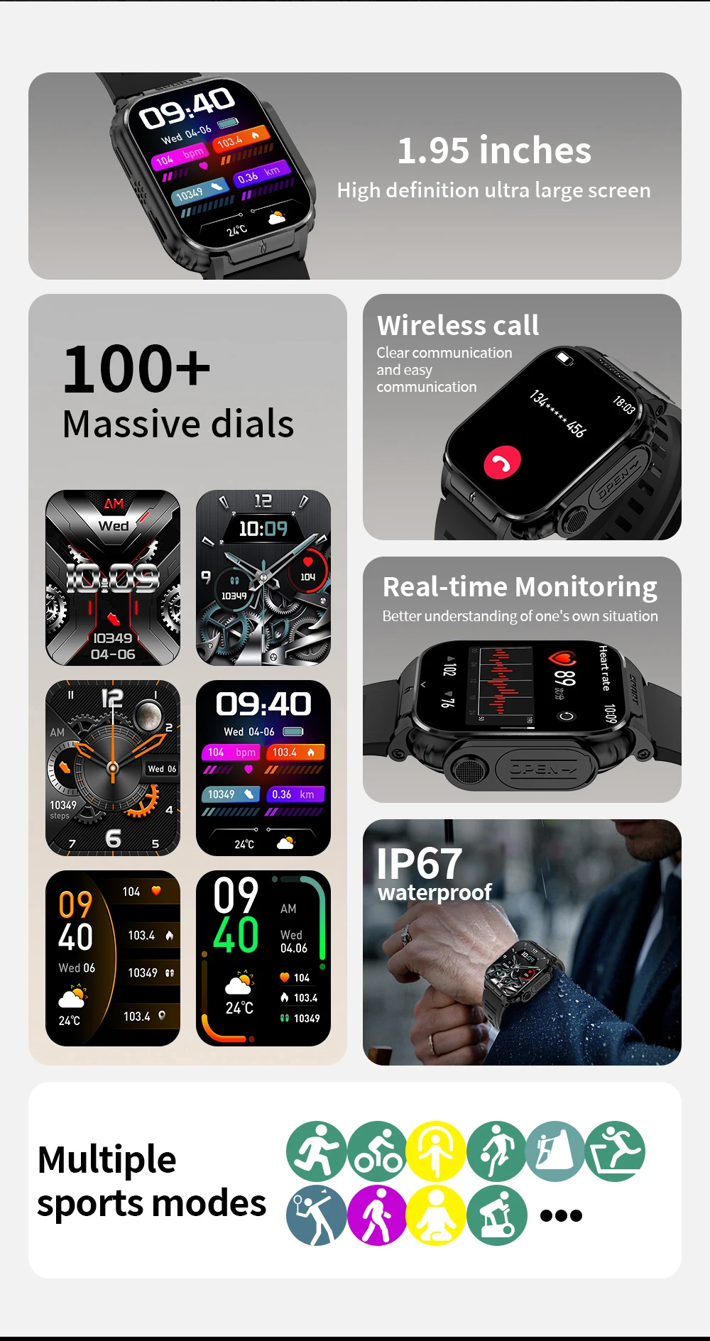 LIGE New Outdoor 1.95' HD Screen Smart Watch Men 500mAh Battery Sports Watches Bluetooth Call Sports Health Monitor Smartwatch LIGE New Outdoor 1.95' HD Screen Smart Watch Men 500mAh Battery Sports Watches Bluetooth Call Sports Health Monitor Smartwatch