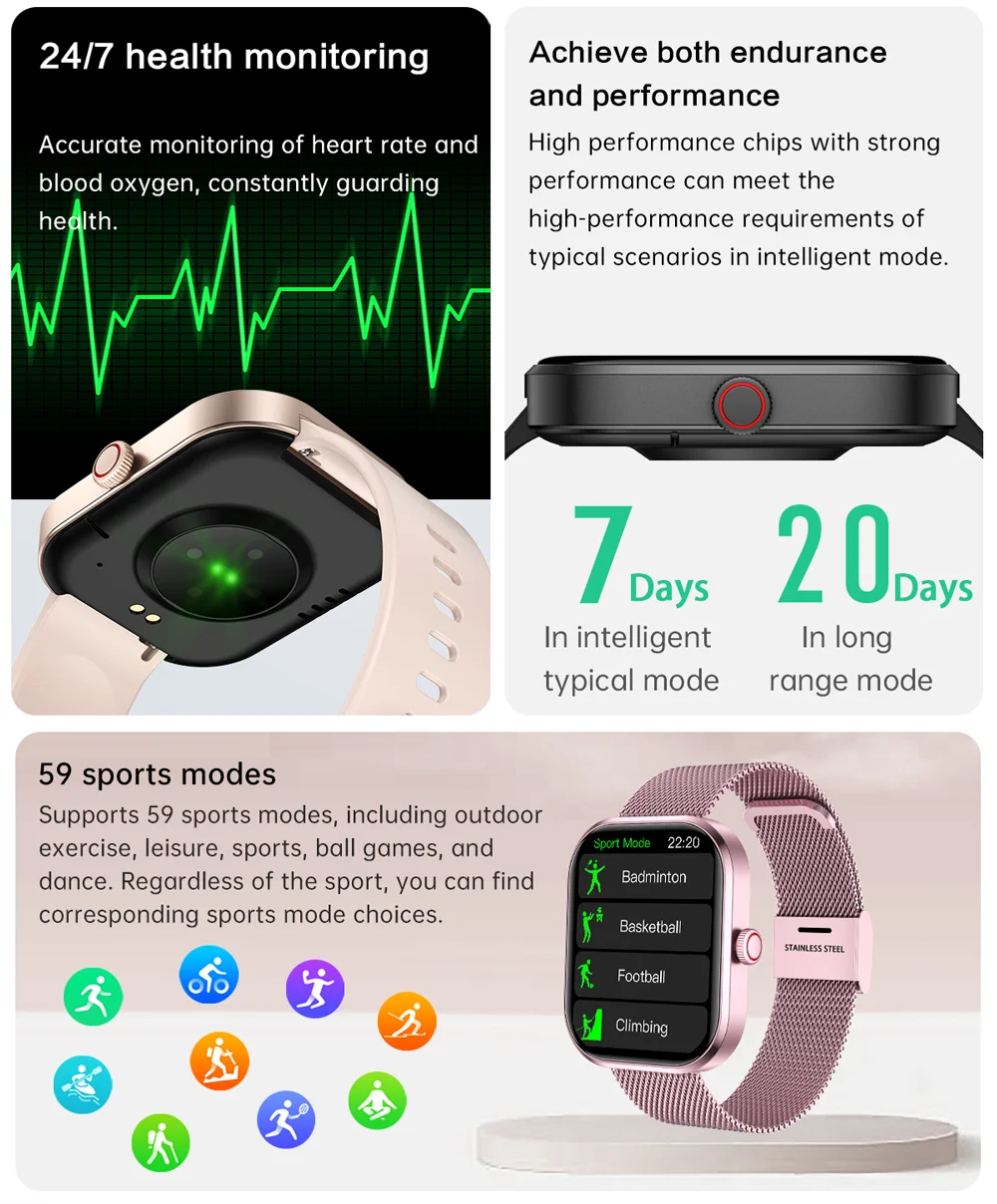 Women NewFASHION Smart Watches Bluetooth Call Full Touch Screen Waterproof Sport Fitness Tracker Lady Watches Smartwatch For Men