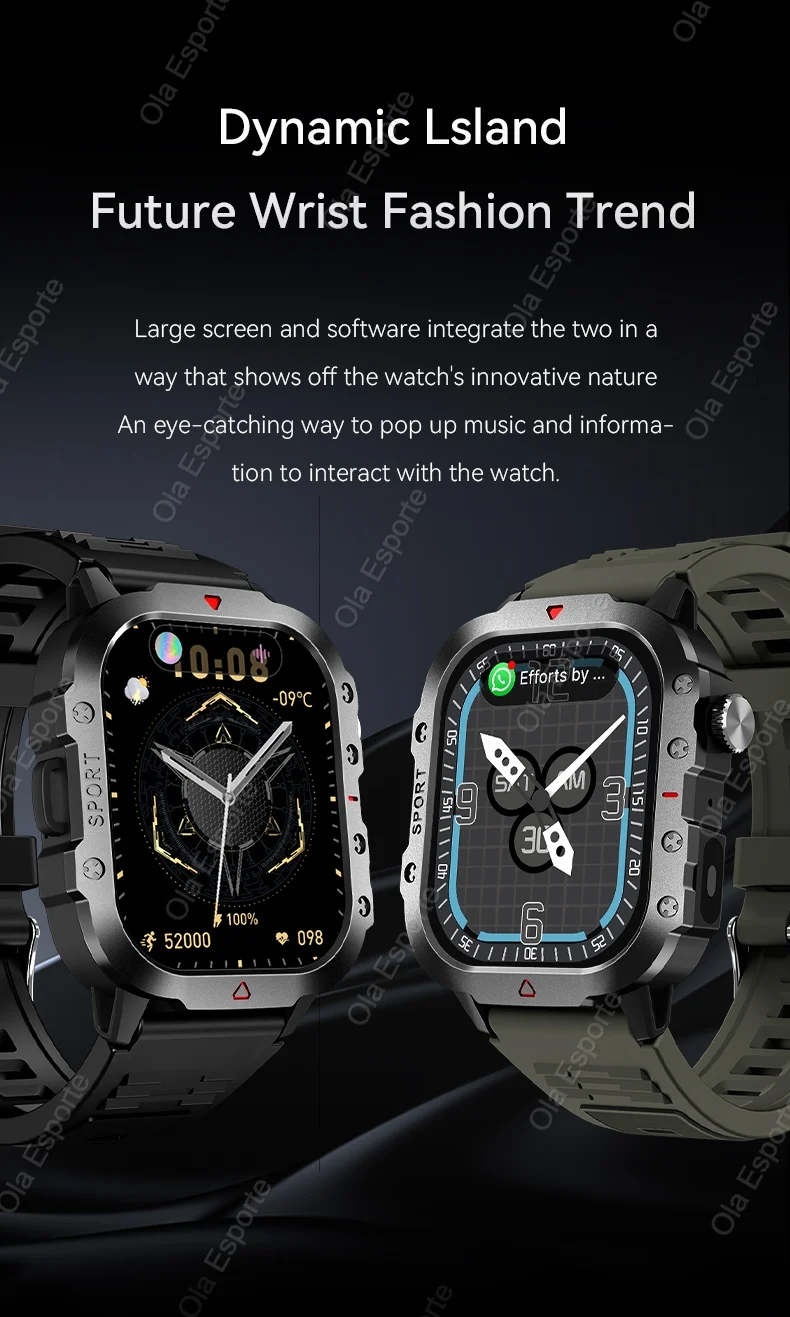 2026 New Military Outdoor Smart Watch Men's GPS Flashlight Bluetooth Call 2.01