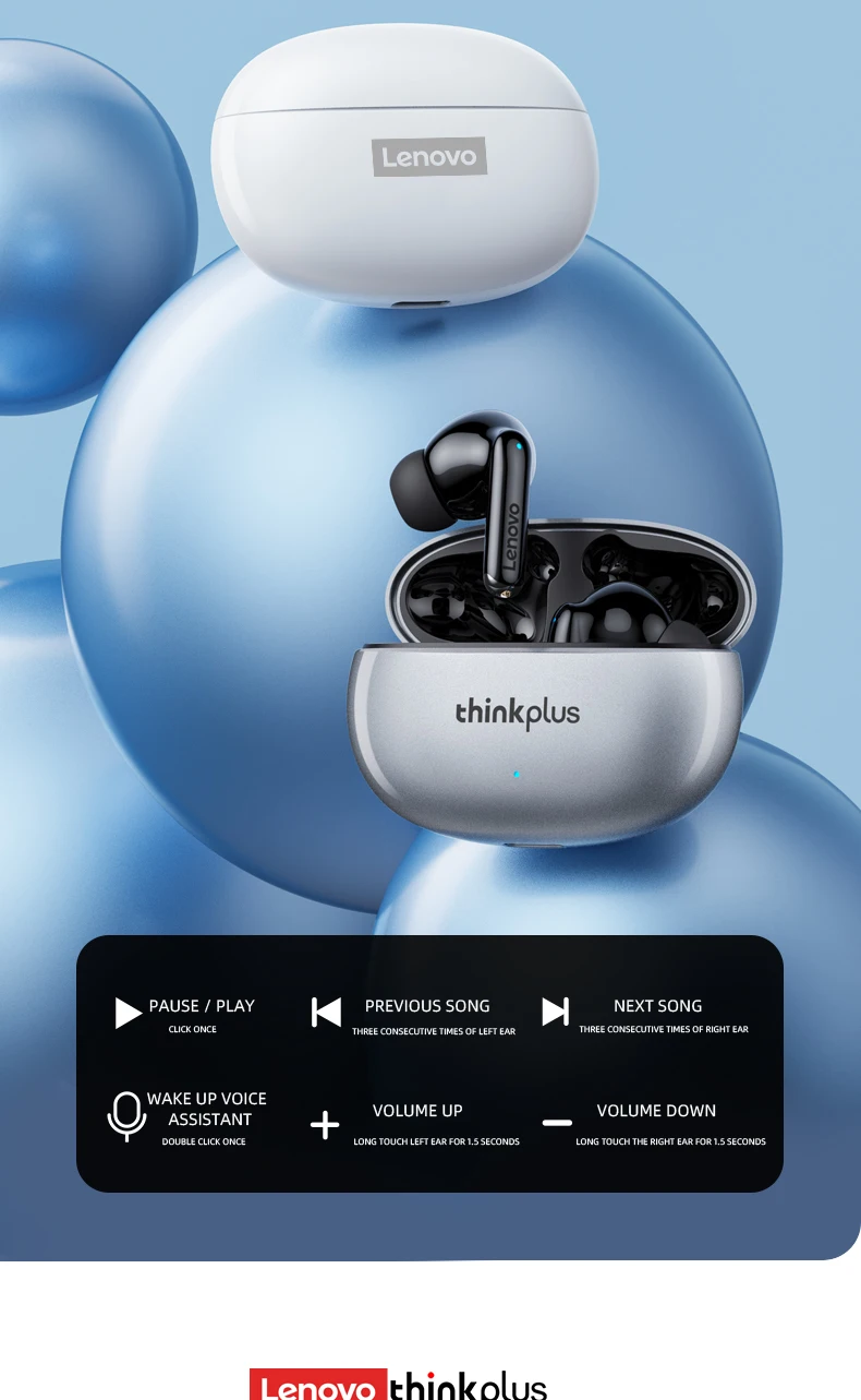 Lenovo Thinkplus XT88 in Ear Bluetooth Earphones with Dual Microphones, Stereo Noise Reduction, Bass HIFI Touch Earphones