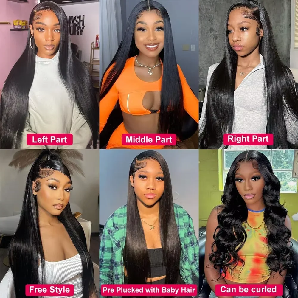 30 40 Inch Straight Human Hair Wigs 13x6 HD Lace Frontal Wigs Brazilian Bone Straight Lace Frontal Human Hair Wigs For Women