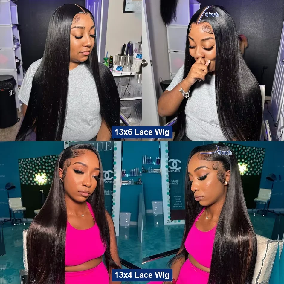 250% Brazilian Straight Human Hair Wigs 13x4 13x6 HD Transparent Lace Front Wigs Pre Plucked Baby Hair Natural Hairline Wigs For Black Women