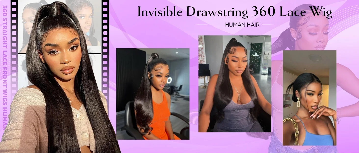 30 Inch Natural Black 360 Lace Front Straight Human Hair Wigs 360 HD Transparant Full Lace Glueless Wigs Human Hair Pre Plucked