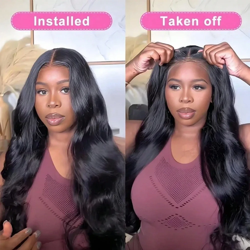 13x4 Lace Front Wigs Human Hair Body Wave Transparent Lace Front Wigs 250% Density Natural Black Color Human Hair Pre Plucked With Baby Hair For Women Natural Looking 34 Inch
