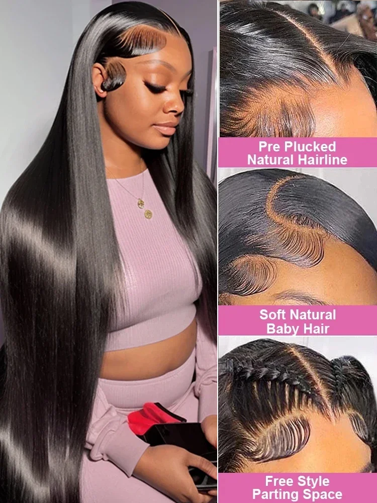 13x4 Bone Straight Human Hair Wigs 13x6 Hd Lace Frontal Hair 40 Inch Straight Transparent Lace Human Hair Wigs For Black Women
