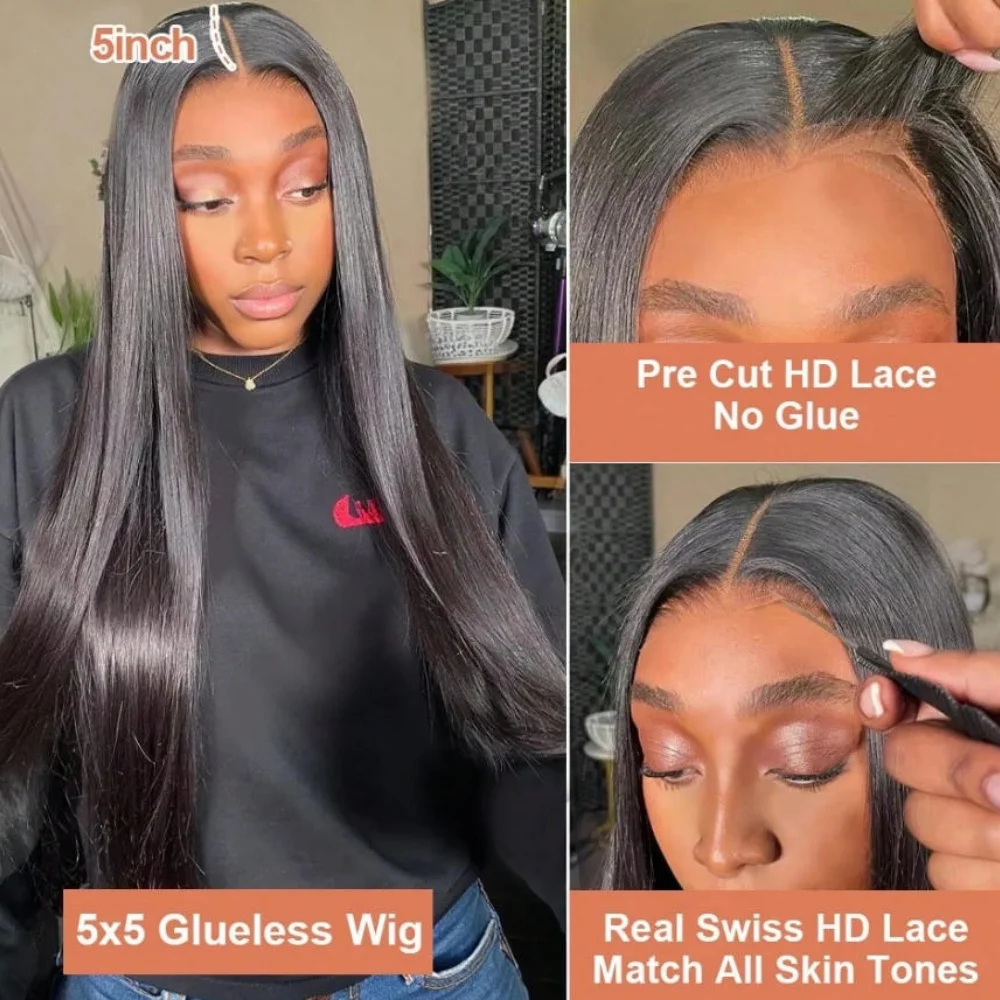 13x4 13x6 HD Transparent Lace Front Wig 250% Density Straight Human Hair Wigs Pre Plucked Brazilian Hair Wig For Women