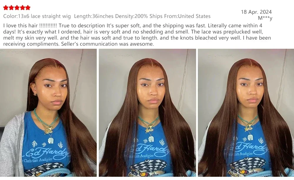 #4 Straight Chocolate Brown Wigs 200% Density 13x4 13x6 HD Transparent Lace Frontal Wigs Real Human Hair 46 Inch Remy Women Hair