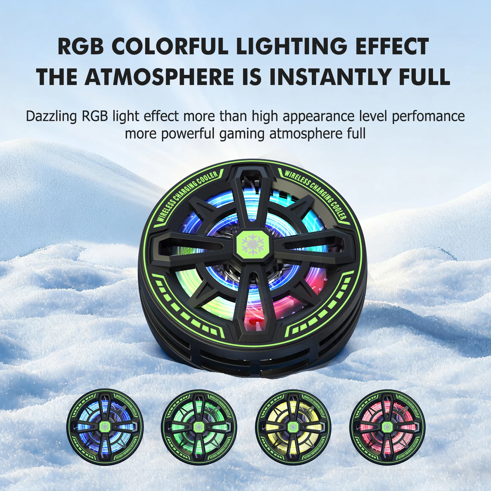 2 In 1 Magnetic Wireless Charging 15W Universal Phone Cooler with Digital Display RGB Lights for Iphone Samsung Airpods