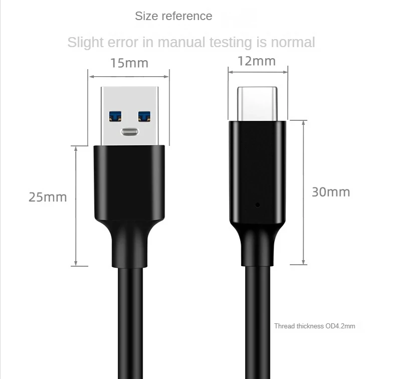 USB3.2 10Gbps Cable USB Type A to USB C 3.2 Gen2 Cable Data Transfer USB C SSD Hard Disk Cable 3A 60W QC 3.0 Fast Charging 1m 2m
