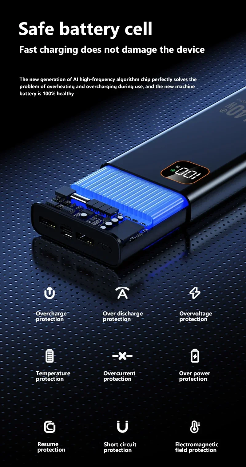Lenovo 140W Super Fast Charging 2027 CCC Ultra Capacity 500000mAh Portable Charger Power Bank For IPhone Samsung Lenovo 140W Super Fast Charging 2027 CCC Ultra Capacity 500000mAh Portable Charger Power Bank For IPhone Samsung