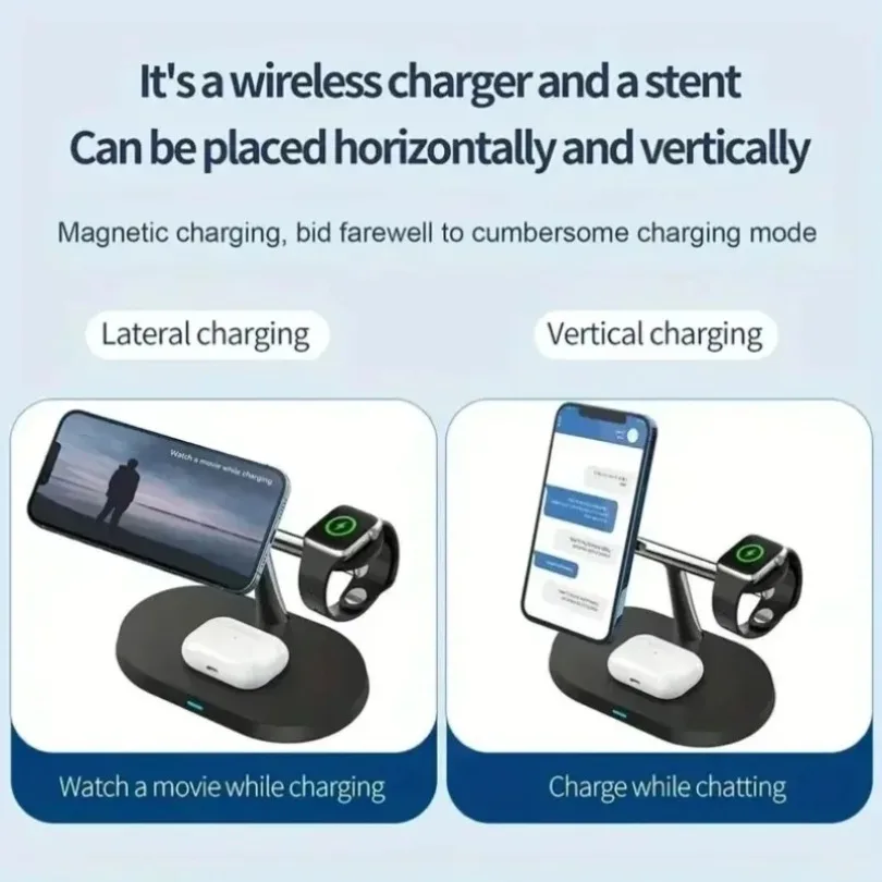 3 in 1 Magnetic Fast Wireless Charger Station Phone Holder For Magsafe iPhone 17 16 15 14 13 12 Pro Samsung Apple/Galaxy Watch 3 in 1 Magnetic Fast Wireless Charger Station Phone Holder For Magsafe iPhone 17 16 15 14 13 12 Pro Samsung Apple/Galaxy Watch