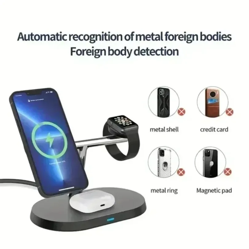 3 in 1 Magnetic Fast Wireless Charger Station Phone Holder For Magsafe iPhone 17 16 15 14 13 12 Pro Samsung Apple/Galaxy Watch 3 in 1 Magnetic Fast Wireless Charger Station Phone Holder For Magsafe iPhone 17 16 15 14 13 12 Pro Samsung Apple/Galaxy Watch