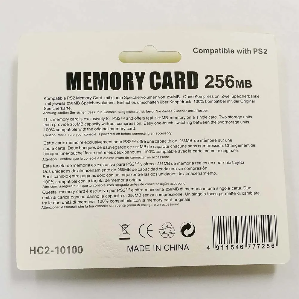 10pcs New Memory Card for PS2 8MB 16MB 32MB 64MB 128MB 256MB memory card for Sony Playstation 2 storage games