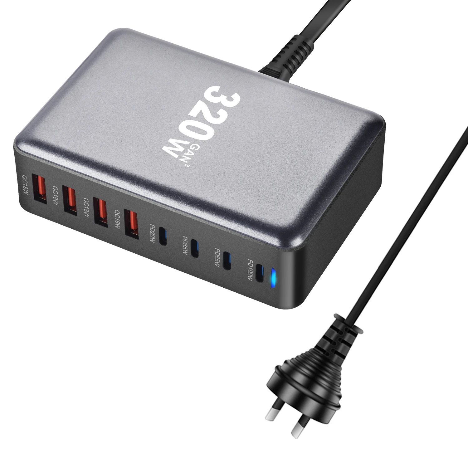 320W GaN Fast Desktop Charger 8-Port C-Type PD Mobile Charging Station for Tablets & Smartphones 320W GaN Fast Desktop Charger 8-Port C-Type PD Mobile Charging Station for Tablets & Smartphones
