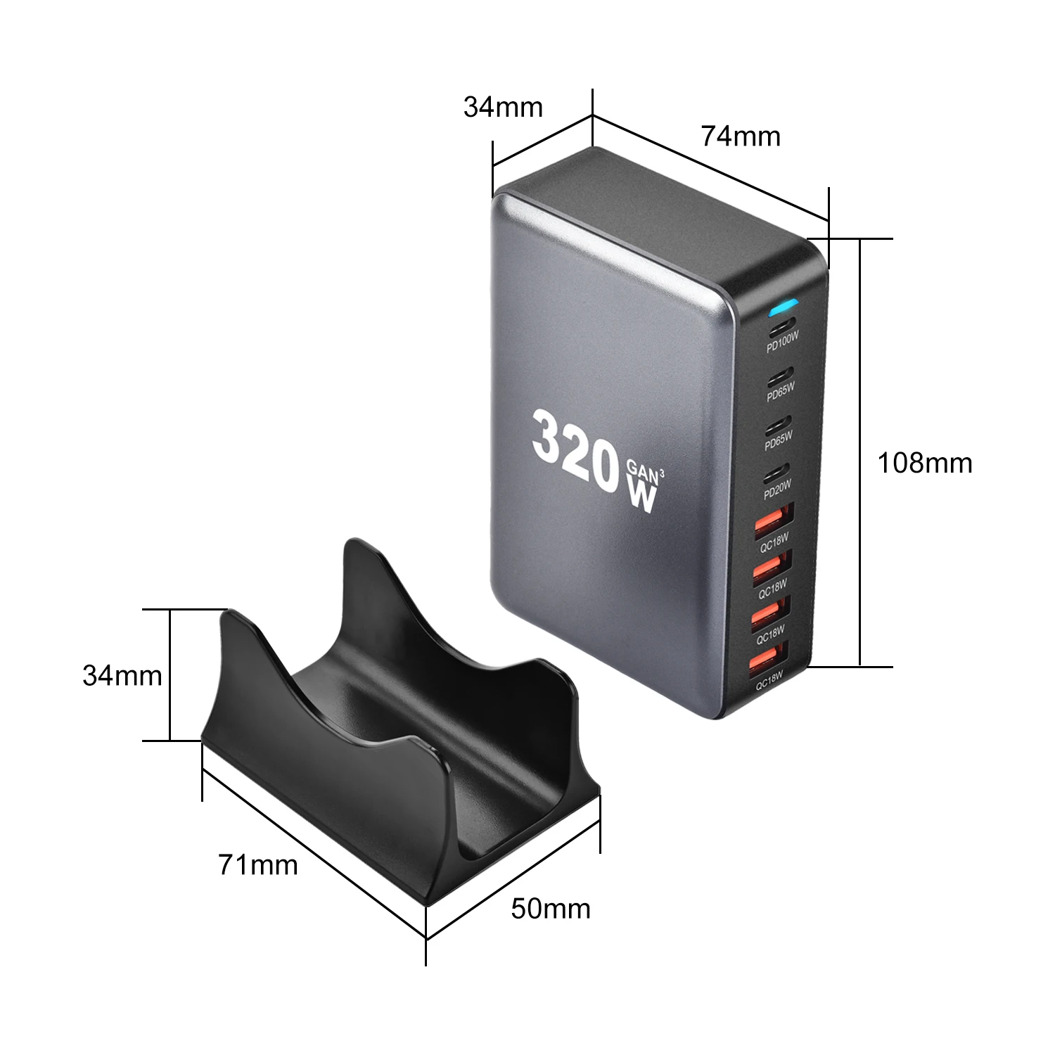320W GaN Fast Desktop Charger 8-Port C-Type PD Mobile Charging Station for Tablets & Smartphones 320W GaN Fast Desktop Charger 8-Port C-Type PD Mobile Charging Station for Tablets & Smartphones
