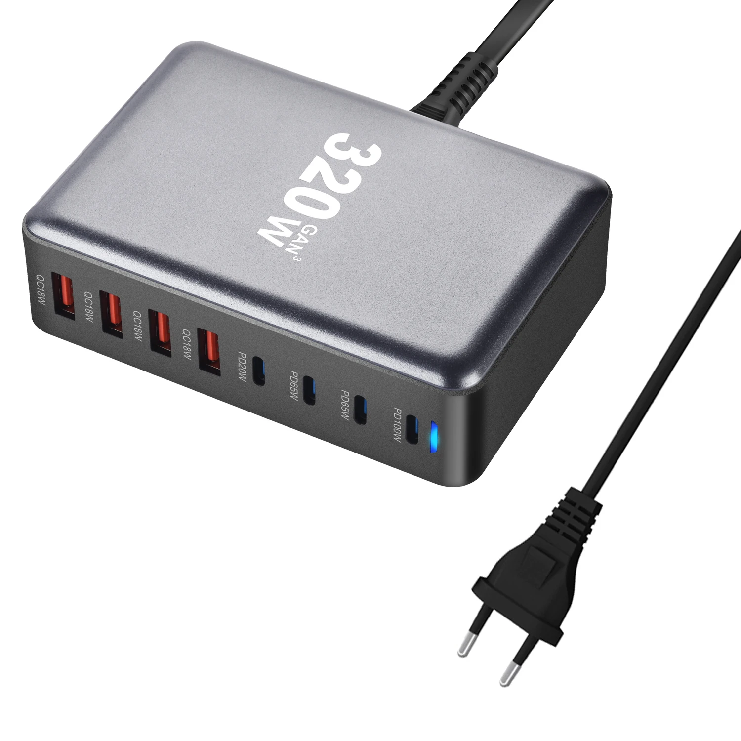 320W GaN Fast Desktop Charger 8-Port C-Type PD Mobile Charging Station for Tablets & Smartphones 320W GaN Fast Desktop Charger 8-Port C-Type PD Mobile Charging Station for Tablets & Smartphones