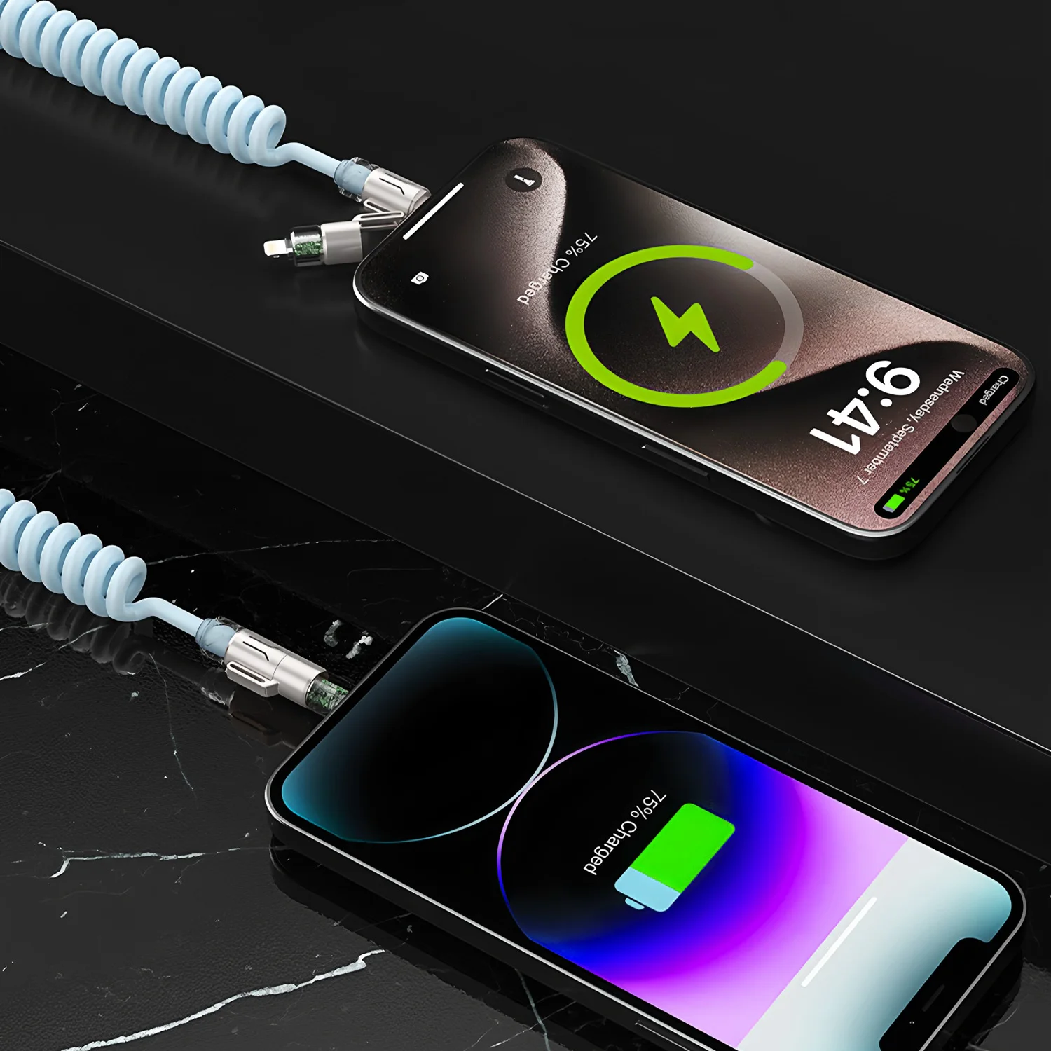 4 in 1 PD 240W Fast Charging Spring Cable USB Type C To Type C Data Cable Wire For iPhone 15 16 Samsung Xiaomi