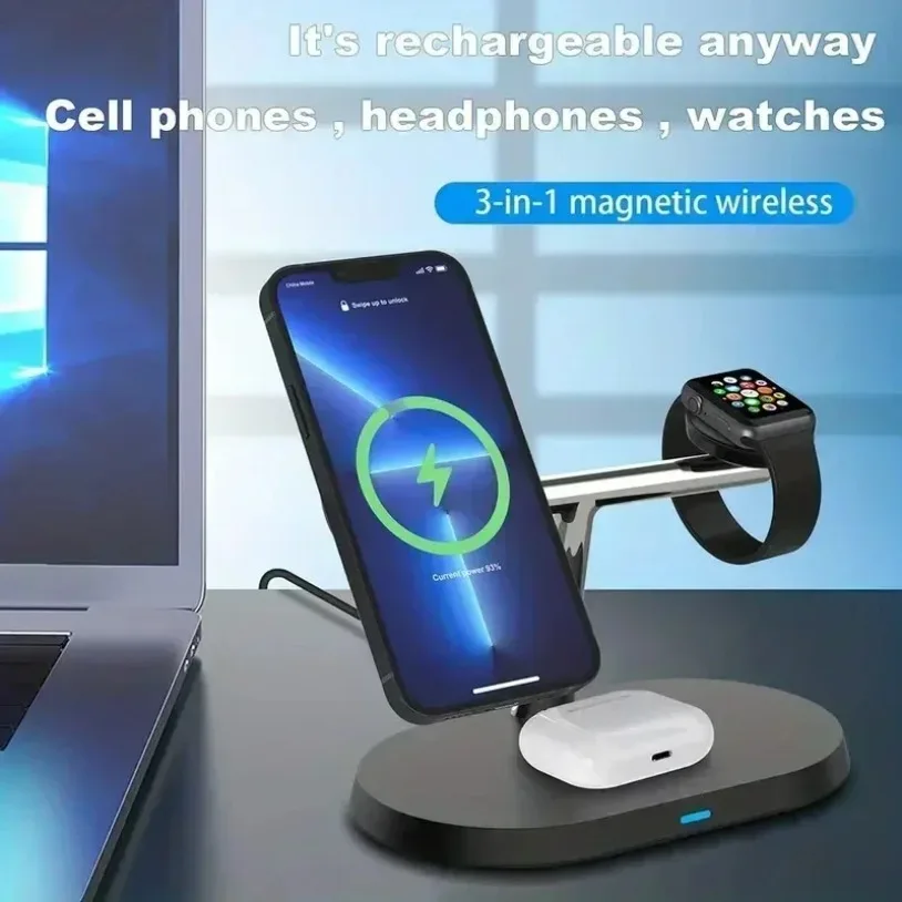 3 In 1 Opansten Magnetic Wireless Charger Stand For iPhone 17 16 15 14 13 12 Pro iWatch 10 9 Airprods 4 3 Fast Charging Station