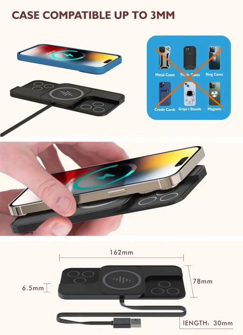VIKEFON 20W Wireless Charger Car Fast Charger Non Clip Pad For iPhone 17-12 Pro max Samsung Xiaomi AirPods Phone Charging Stand