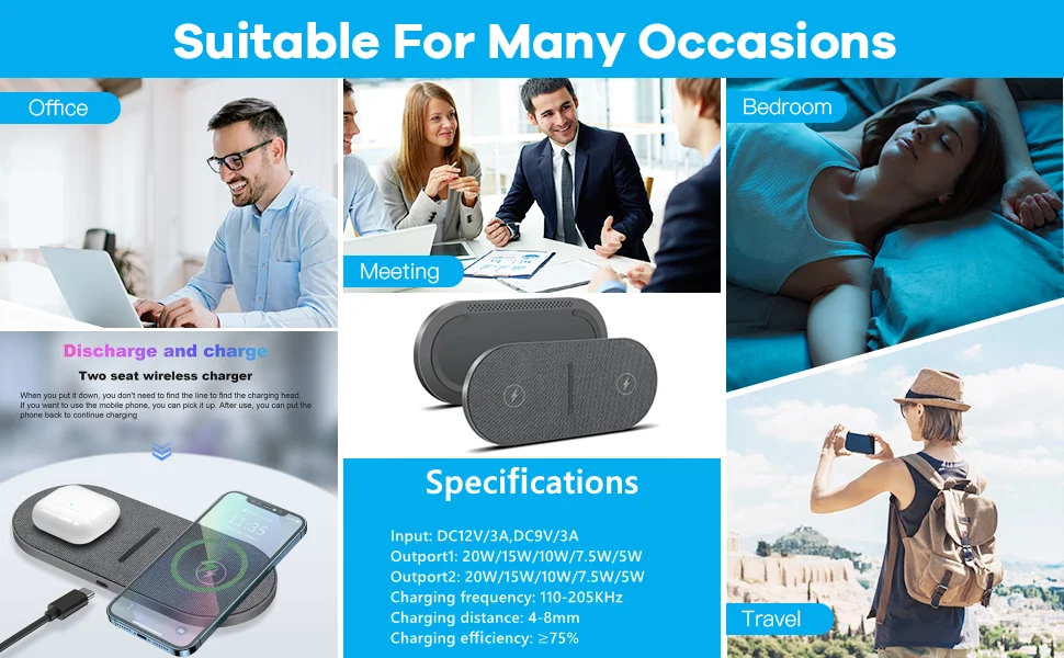2 In 1 Dual Wireless Charger 40W For iPhone 15 14 13 12 11 XS XR X 8 Airpods 3 for Samsung S23 S22 S21 Double Fast Charging Pad 2 In 1 Dual Wireless Charger 40W For iPhone 15 14 13 12 11 XS XR X 8 Airpods 3 for Samsung S23 S22 S21 Double Fast Charging Pad