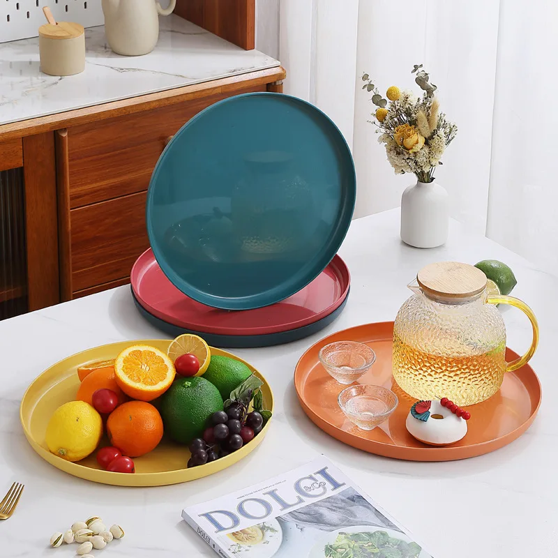 1/4/6PCS Nordic Wheat Straw Plate Fruit Plate Vegetable Plate Plastic Bone Spitting Plate Dry Fruit Plate Tableware Large Plate