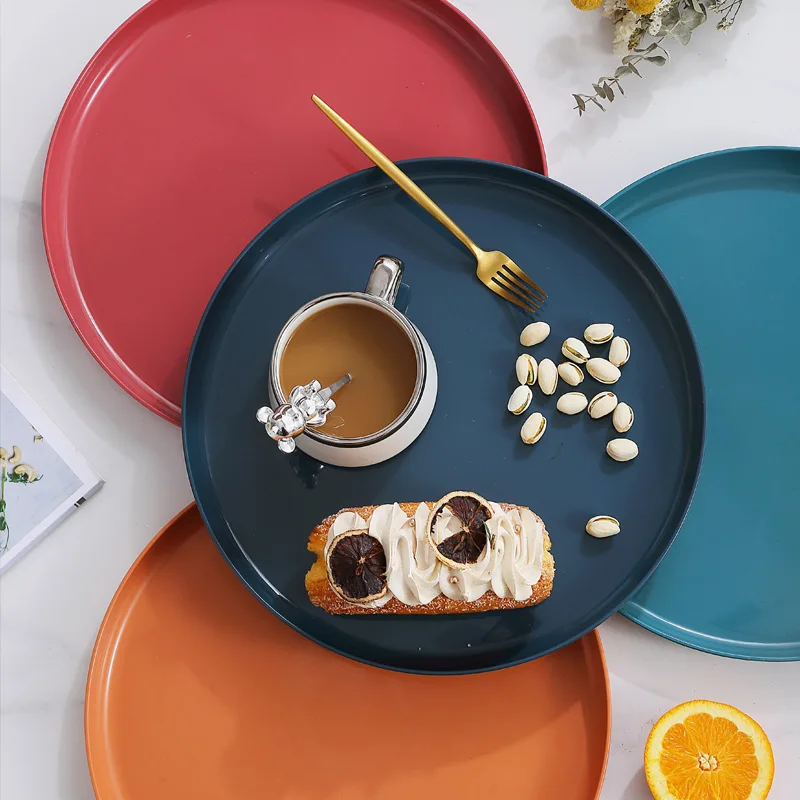 1/4/6PCS Nordic Wheat Straw Plate Fruit Plate Vegetable Plate Plastic Bone Spitting Plate Dry Fruit Plate Tableware Large Plate